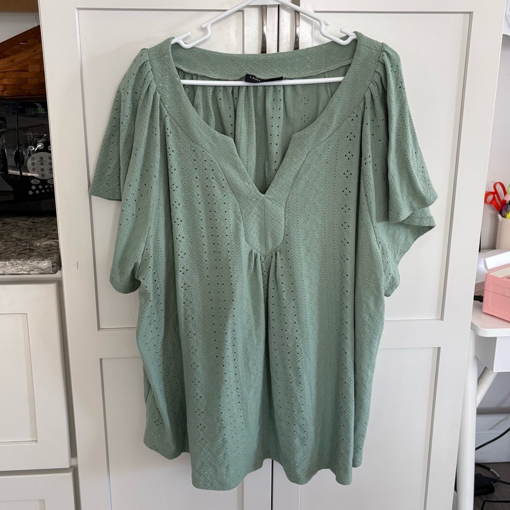 Lane Bryant Split Neck Eyelet Top